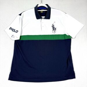 Polo Ralph Lauren Polo Shirt Sz Large Performance Big Pony Logo Rugby Colorblock